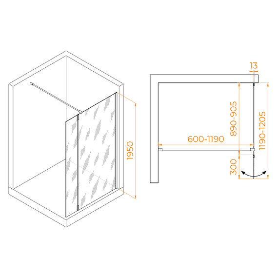 ДУШЕВАЯ ПЕРЕГОРОДКА RGW WA-051GB (WA-010GB + Z-071GB)