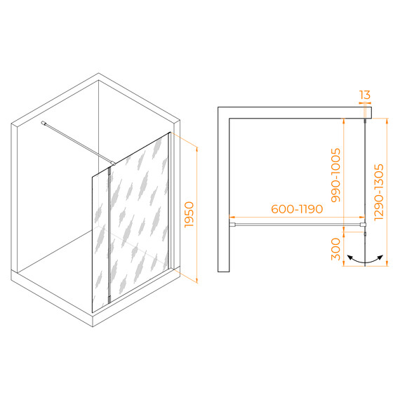 ДУШЕВАЯ ПЕРЕГОРОДКА RGW WA-051GB (WA-010GB + Z-071GB)