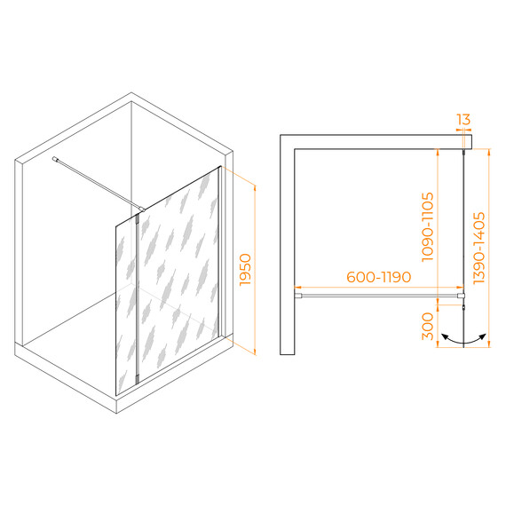 ДУШЕВАЯ ПЕРЕГОРОДКА RGW WA-051B (WA-010B + Z-071B)