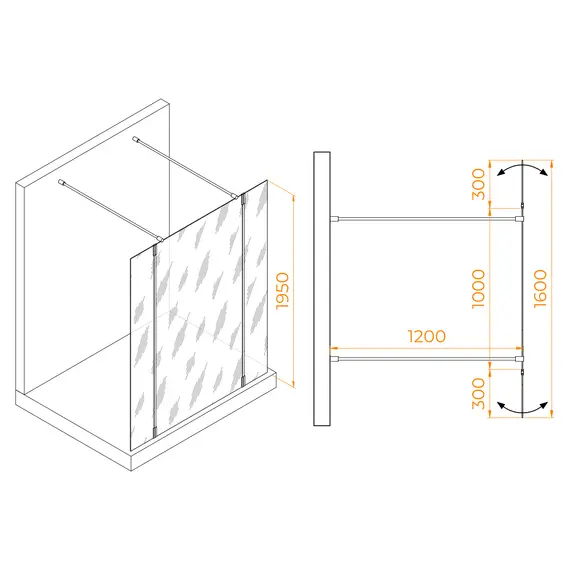 ДУШЕВАЯ ПЕРЕГОРОДКА RGW WA-052W (WA-016W+2Z-071W)