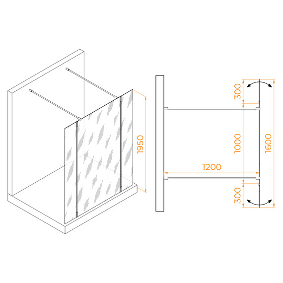 ДУШЕВАЯ ПЕРЕГОРОДКА RGW WA-052GB (WA-016GB+2Z-071GB)