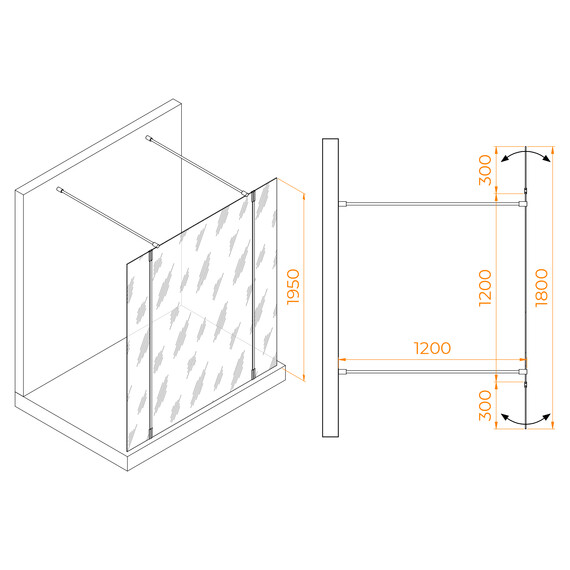 ДУШЕВАЯ ПЕРЕГОРОДКА RGW WA-052GB (WA-016GB+2Z-071GB)