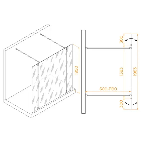 ДУШЕВАЯ ПЕРЕГОРОДКА RGW WA-052W (WA-016W+2Z-071W)