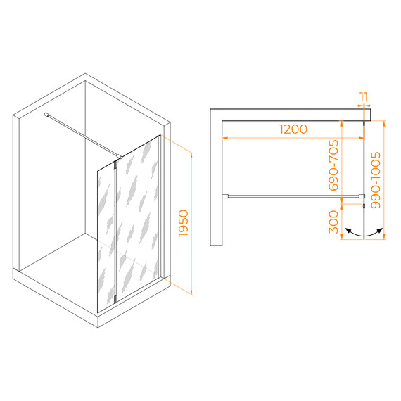 ДУШЕВАЯ ПЕРЕГОРОДКА RGW WA-051 (WA-010 + Z-071)