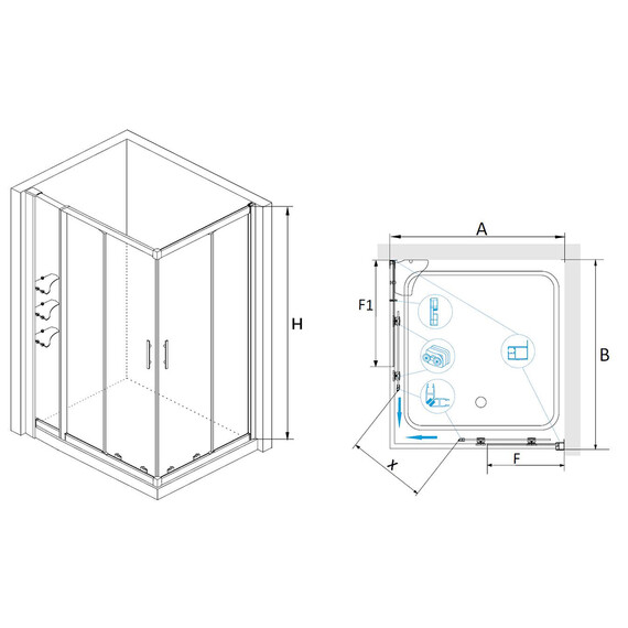 ДУШЕВОЙ УГОЛОК RGW HO-43 (HO-31 + Z-42)