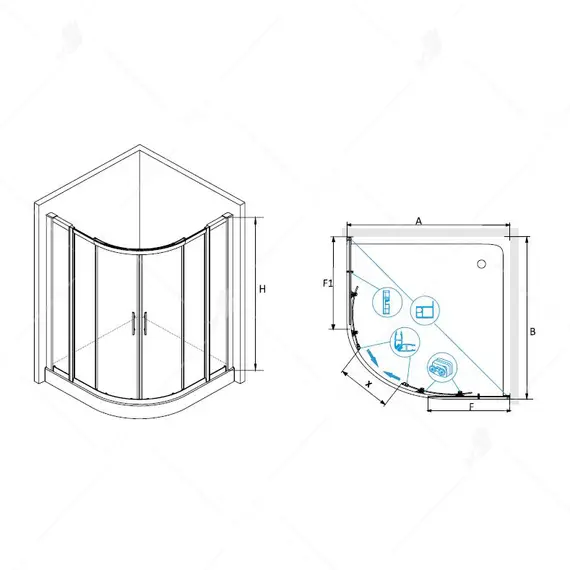 ДУШЕВОЙ УГОЛОК RGW HO-511 (HO-51 + 2Z-41)