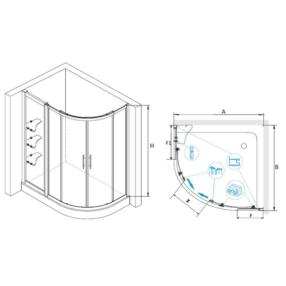 ДУШЕВОЙ УГОЛОК RGW HO-62 (HO-51 + Z-42)