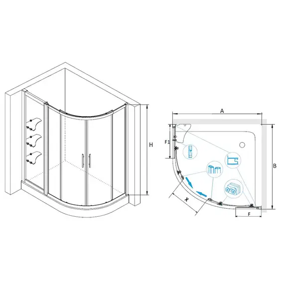 ДУШЕВОЙ УГОЛОК RGW HO-62 (HO-51 + Z-42)