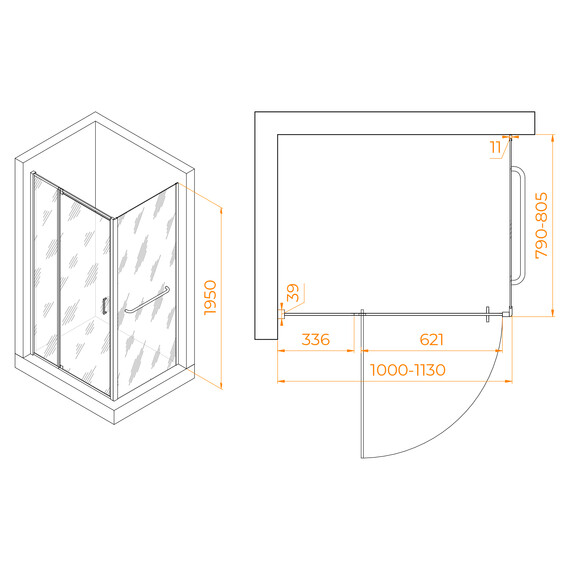 ДУШЕВОЙ УГОЛОК RGW PA-078-1 (RGW PA-008 + Z-060-2)