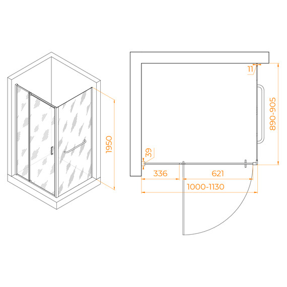 ДУШЕВОЙ УГОЛОК RGW PA-078-1B (RGW PA-008B + Z-060-2B)