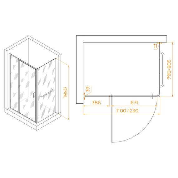 ДУШЕВОЙ УГОЛОК RGW PA-078-1B (RGW PA-008B + Z-060-2B)
