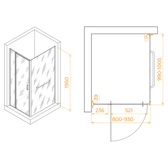 ДУШЕВОЙ УГОЛОК RGW PA-078-1 (RGW PA-008 + Z-060-2)
