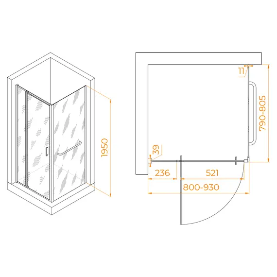 ДУШЕВОЙ УГОЛОК RGW PA-078-1 (RGW PA-008 + Z-060-2)