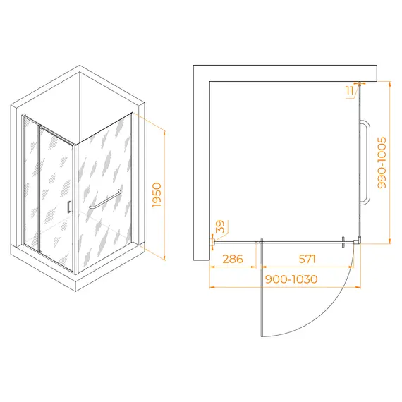 ДУШЕВОЙ УГОЛОК RGW PA-078-1B (RGW PA-008B + Z-060-2B)