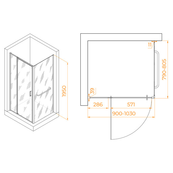 ДУШЕВОЙ УГОЛОК RGW PA-078-1B (RGW PA-008B + Z-060-2B)