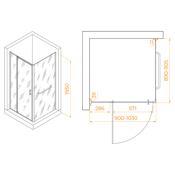 ДУШЕВОЙ УГОЛОК RGW PA-078-1 (RGW PA-008 + Z-060-2)