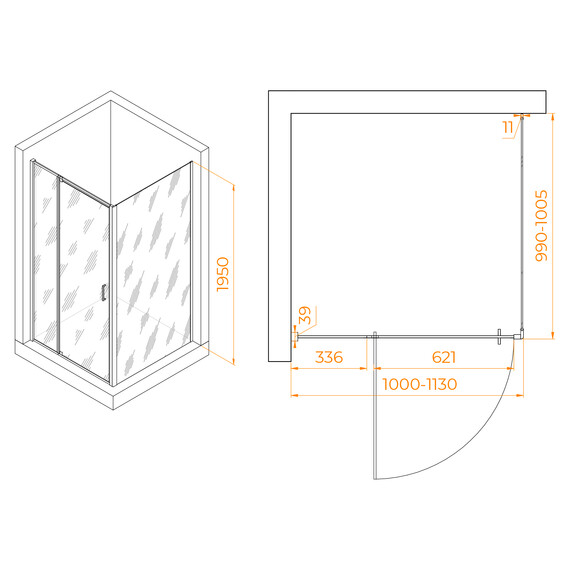 ДУШЕВОЙ УГОЛОК RGW PA-078B (RGW PA-008B + Z-050-2B)