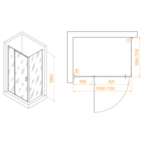 ДУШЕВОЙ УГОЛОК RGW PA-078B (RGW PA-008B + Z-050-2B)