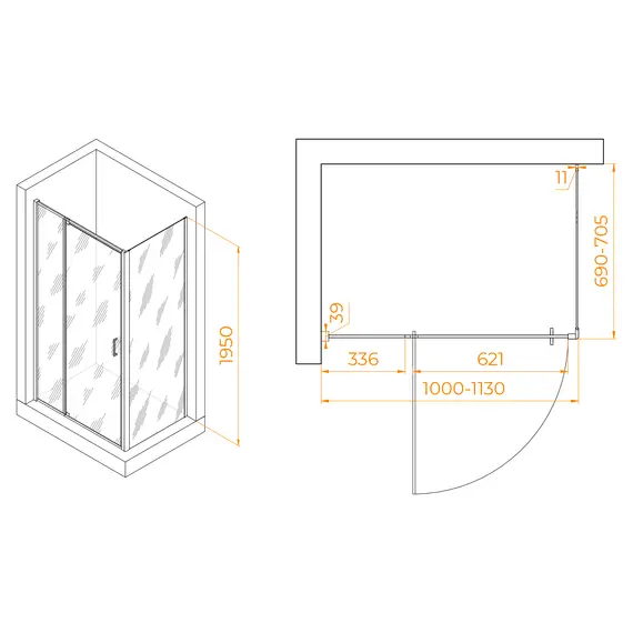 ДУШЕВОЙ УГОЛОК RGW PA-078B (RGW PA-008B + Z-050-2B)