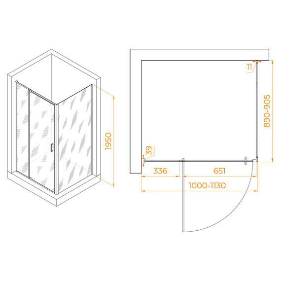 ДУШЕВОЙ УГОЛОК RGW PA-078B (RGW PA-008B + Z-050-2B)