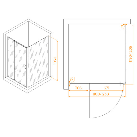 ДУШЕВОЙ УГОЛОК RGW PA-078B (RGW PA-008B + Z-050-2B)