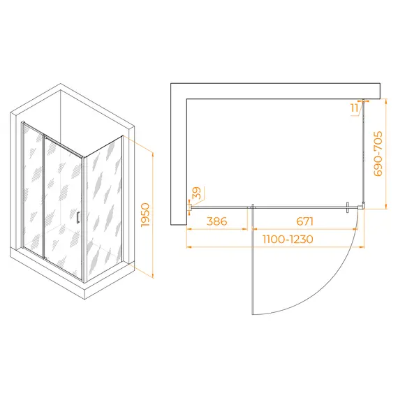 ДУШЕВОЙ УГОЛОК RGW PA-078B (RGW PA-008B + Z-050-2B)