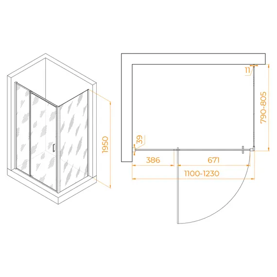 ДУШЕВОЙ УГОЛОК RGW PA-078B (RGW PA-008B + Z-050-2B)