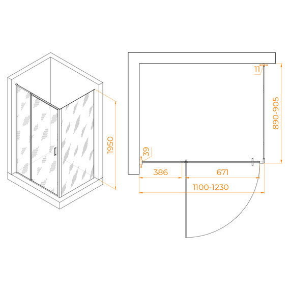 ДУШЕВОЙ УГОЛОК RGW PA-078B (RGW PA-008B + Z-050-2B)