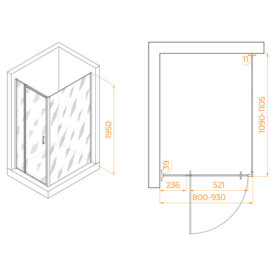 ДУШЕВОЙ УГОЛОК RGW PA-078B (RGW PA-008B + Z-050-2B)