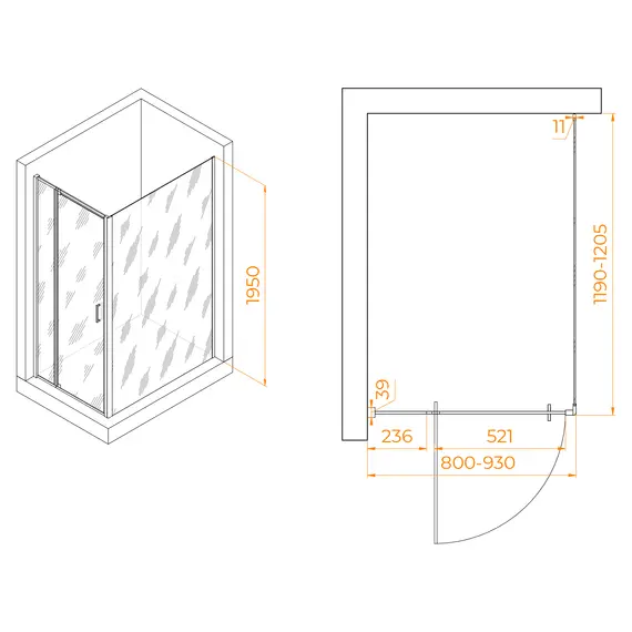 ДУШЕВОЙ УГОЛОК RGW PA-078B (RGW PA-008B + Z-050-2B)
