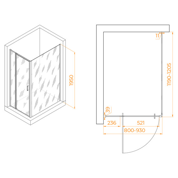 ДУШЕВОЙ УГОЛОК RGW PA-078B (RGW PA-008B + Z-050-2B)