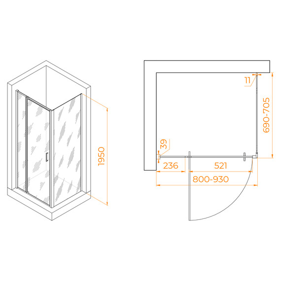 ДУШЕВОЙ УГОЛОК RGW PA-078B (RGW PA-008B + Z-050-2B)