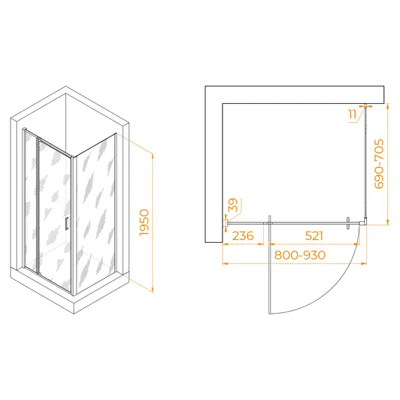 ДУШЕВОЙ УГОЛОК RGW PA-078B (RGW PA-008B + Z-050-2B)