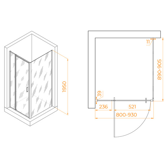 ДУШЕВОЙ УГОЛОК RGW PA-078B (RGW PA-008B + Z-050-2B)