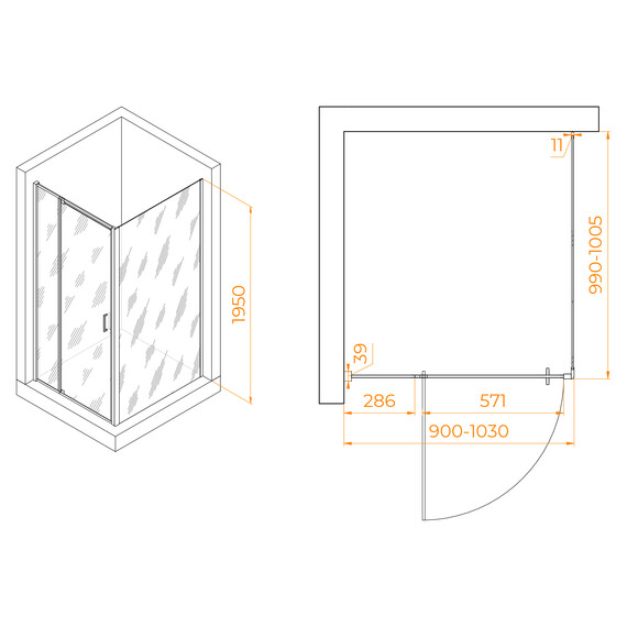 ДУШЕВОЙ УГОЛОК RGW PA-078B (RGW PA-008B + Z-050-2B)