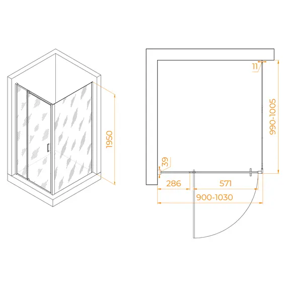 ДУШЕВОЙ УГОЛОК RGW PA-078B (RGW PA-008B + Z-050-2B)