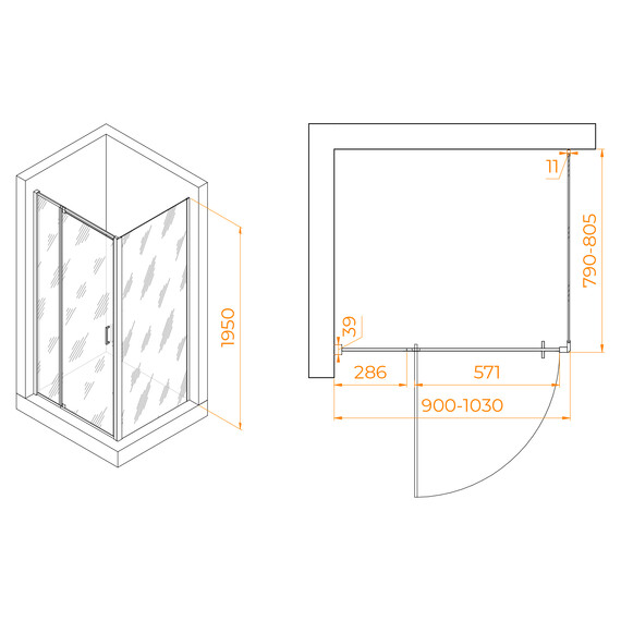 ДУШЕВОЙ УГОЛОК RGW PA-078 (RGW PA-008 + Z-050-2)