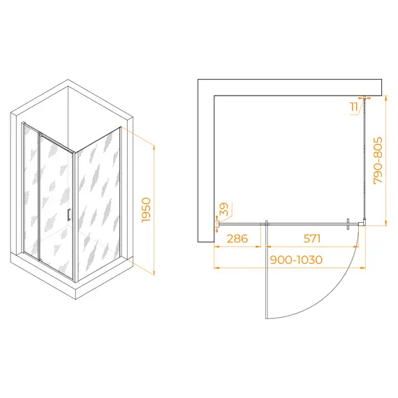 ДУШЕВОЙ УГОЛОК RGW PA-078B (RGW PA-008B + Z-050-2B)