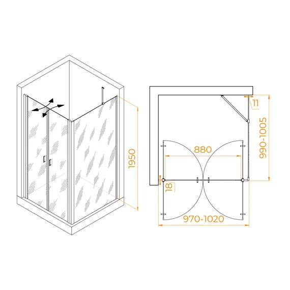 ДУШЕВОЙ УГОЛОК RGW PA-134B (PA-104B+Z-050-2B+O-204B)