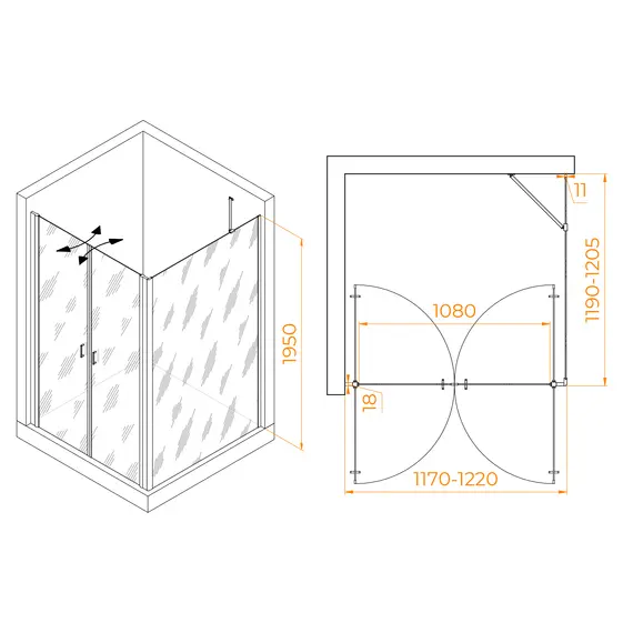 ДУШЕВОЙ УГОЛОК RGW PA-134 (PA-104+Z-050-2+O-204)