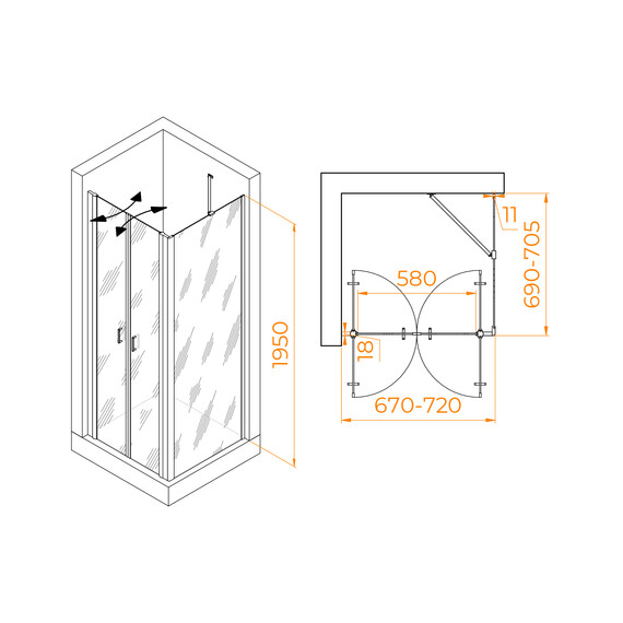 ДУШЕВОЙ УГОЛОК RGW PA-134 (PA-104+Z-050-2+O-204)