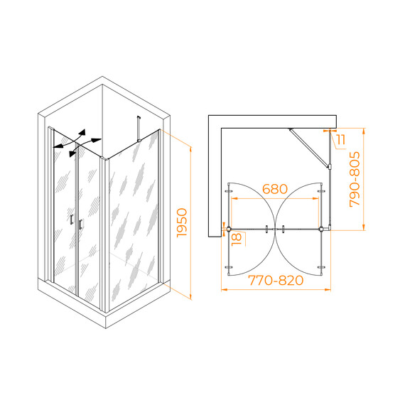 ДУШЕВОЙ УГОЛОК RGW PA-134B (PA-104B+Z-050-2B+O-204B)