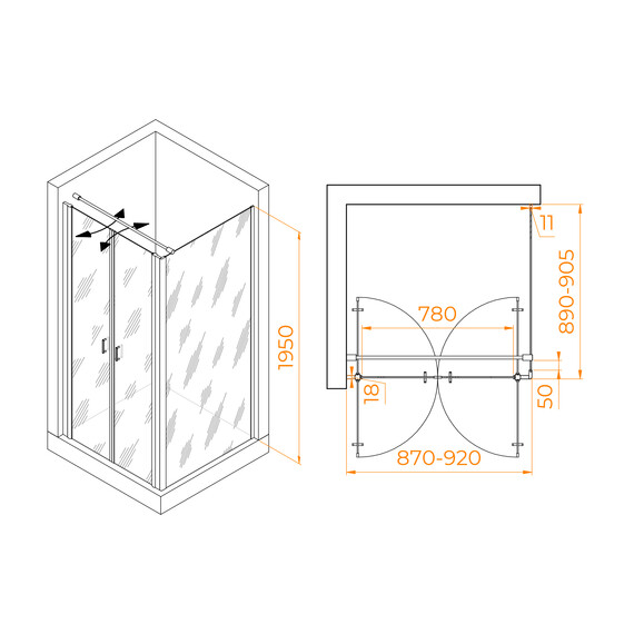 ДУШЕВОЙ УГОЛОК RGW PA-134 (PA-104+Z-050-2+O-104)