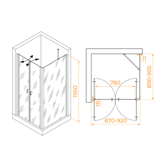 ДУШЕВОЙ УГОЛОК RGW PA-134 (PA-104+Z-050-2+O-204)