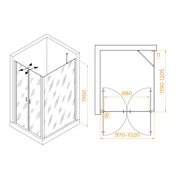 ДУШЕВОЙ УГОЛОК RGW PA-144 (PA-104+Z-050-2+O-204)