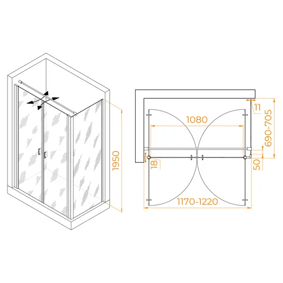 ДУШЕВОЙ УГОЛОК RGW PA-144 (PA-104+Z-050-2+O-104)