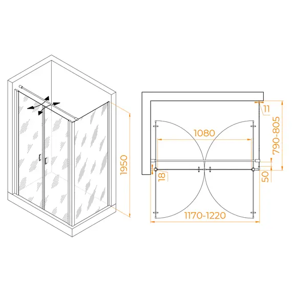 ДУШЕВОЙ УГОЛОК RGW PA-144 (PA-104+Z-050-2+O-104)