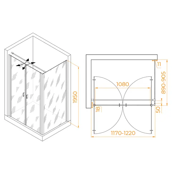 ДУШЕВОЙ УГОЛОК RGW PA-144 (PA-104+Z-050-2+O-104)