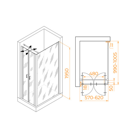 ДУШЕВОЙ УГОЛОК RGW PA-144B (PA-104B+Z-050-2B+O-104B)