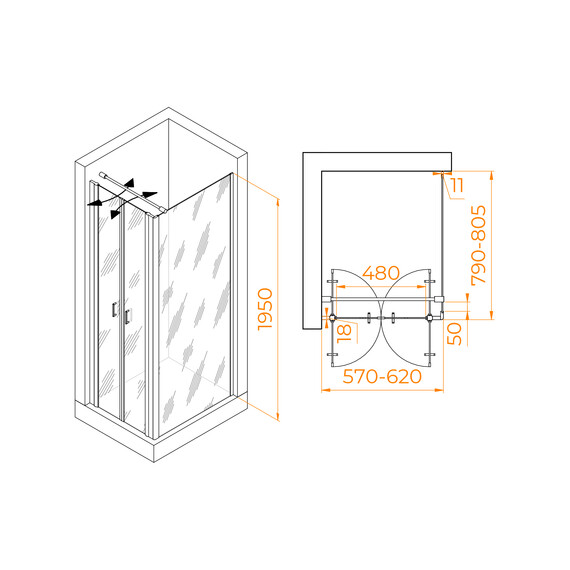 ДУШЕВОЙ УГОЛОК RGW PA-144 (PA-104+Z-050-2+O-104)